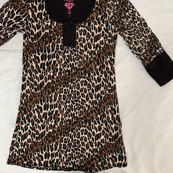Betsey Johnson Intimates Leopard Print Nightie Pajama Gown Top Size S - Picture 2 of 11